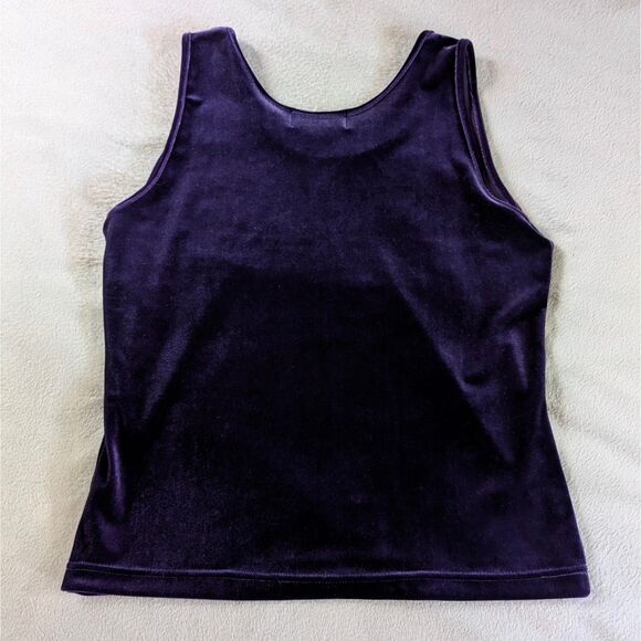Vintage Velvet Three Piece Set Women's S/M Dark Purple Tank Cardigan Track Pants - Picture 3 of 9